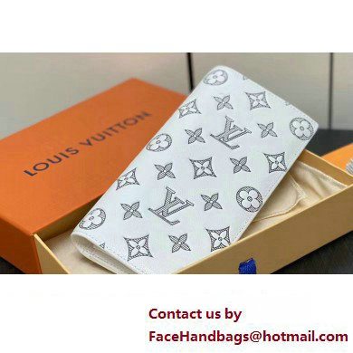 Louis Vuitton Monogram Shadow calfskin leather Brazza Wallet White/Navy 2024