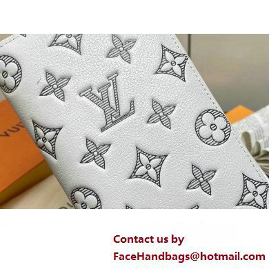 Louis Vuitton Monogram Shadow calfskin leather Brazza Wallet White/Navy 2024