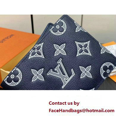 Louis Vuitton Monogram Shadow calfskin leather Multiple Wallet M83379 Ink Blue/White 2024