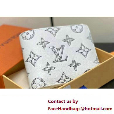 Louis Vuitton Monogram Shadow calfskin leather Multiple Wallet M83380 White/Navy 2024