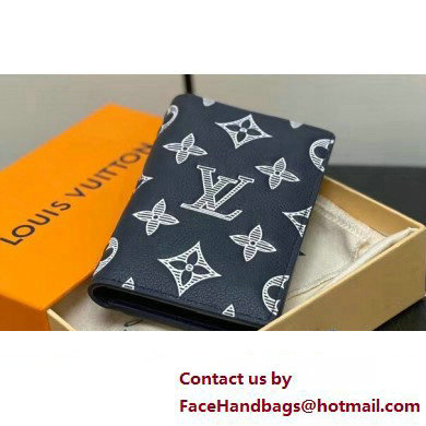 Louis Vuitton Monogram Shadow calfskin leather Pocket Organizer Wallet M83378 Ink Blue/White 2024 - Click Image to Close