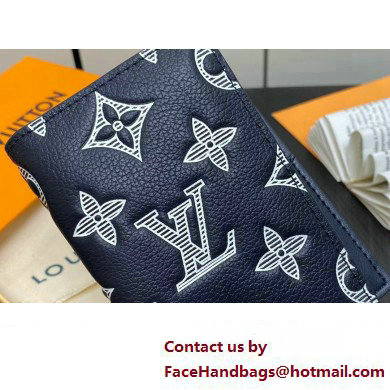 Louis Vuitton Monogram Shadow calfskin leather Pocket Organizer Wallet M83378 Ink Blue/White 2024