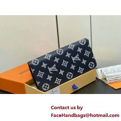 Louis Vuitton Monogram Shadow calfskin leather Zippy Vertical Wallet M83381 Ink Blue/White 2024