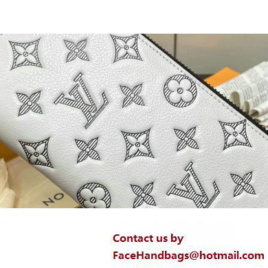 Louis Vuitton Monogram Shadow calfskin leather Zippy Vertical Wallet M83381 White/Navy 2024