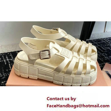 Miu Miu EVA platform sandals 5X709D Ivory 2024 - Click Image to Close