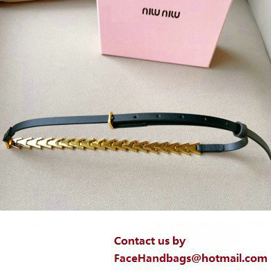 Miu Miu Width 1.5cm Metal Leather Belt Black