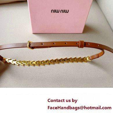 Miu Miu Width 1.5cm Metal Leather Belt Brown