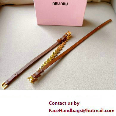 Miu Miu Width 1.5cm Metal Leather Belt Brown