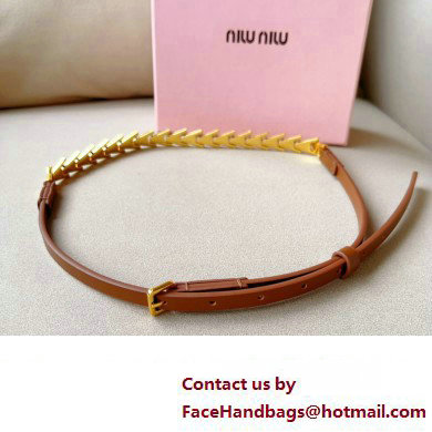 Miu Miu Width 1.5cm Metal Leather Belt Brown