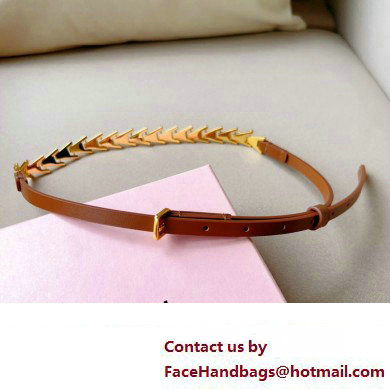 Miu Miu Width 1.5cm Metal Leather Belt Brown