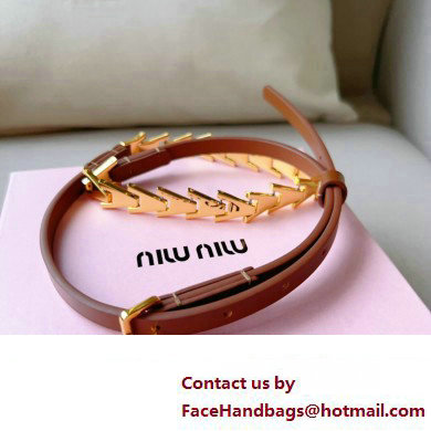 Miu Miu Width 1.5cm Metal Leather Belt Brown