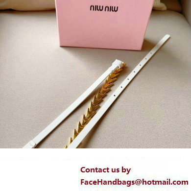 Miu Miu Width 1.5cm Metal Leather Belt White