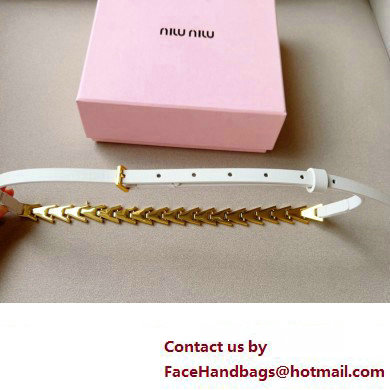 Miu Miu Width 1.5cm Metal Leather Belt White