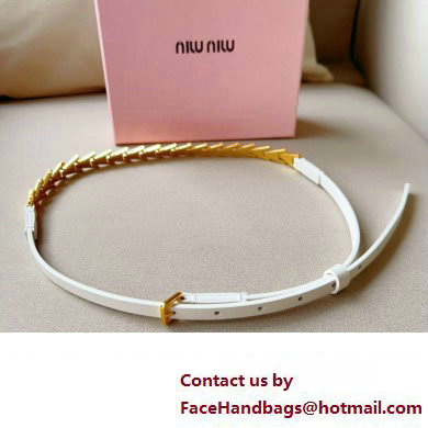 Miu Miu Width 1.5cm Metal Leather Belt White