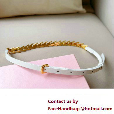 Miu Miu Width 1.5cm Metal Leather Belt White