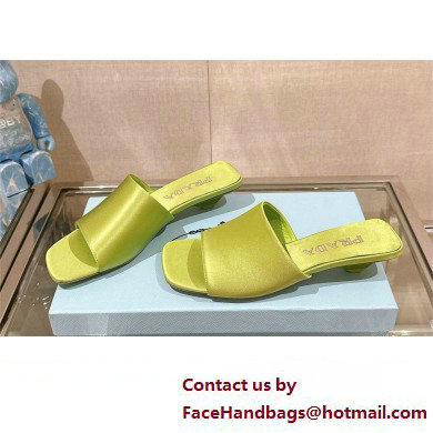 Prada Heel 3.5cm SATIN SLIDES 1XX725 Fern Green 2024