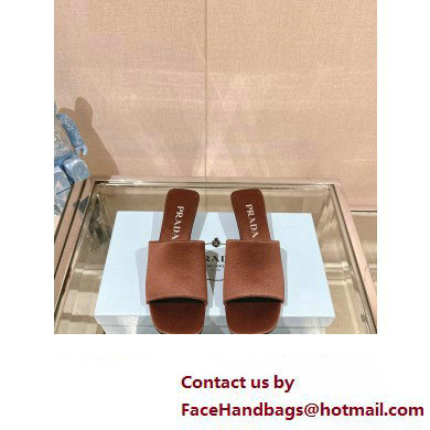 Prada Heel 3.5cm SATIN SLIDES 1XX725 Tobacco 2024