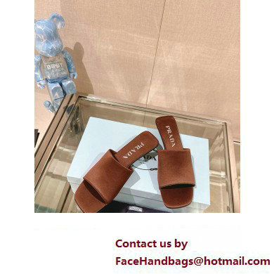 Prada Heel 3.5cm SATIN SLIDES 1XX725 Tobacco 2024