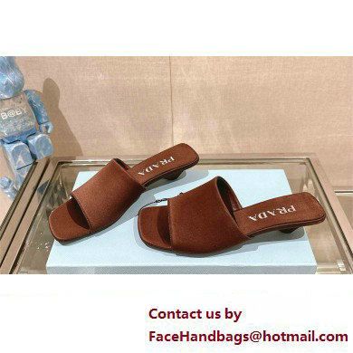 Prada Heel 3.5cm SATIN SLIDES 1XX725 Tobacco 2024