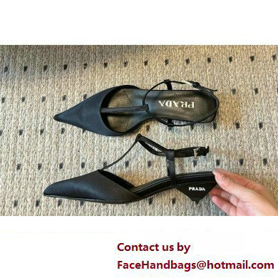 Prada Heel 3.5cm Satin slingback pumps BLACK Spring 2024