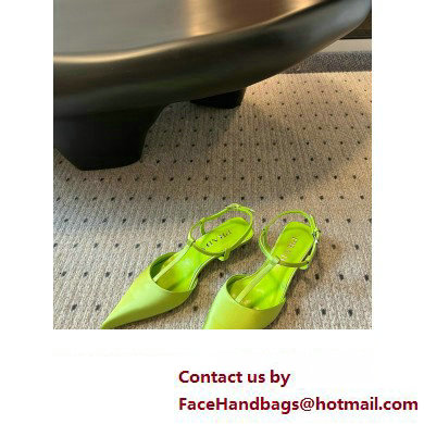 Prada Heel 3.5cm Satin slingback pumps GREEN Spring 2024