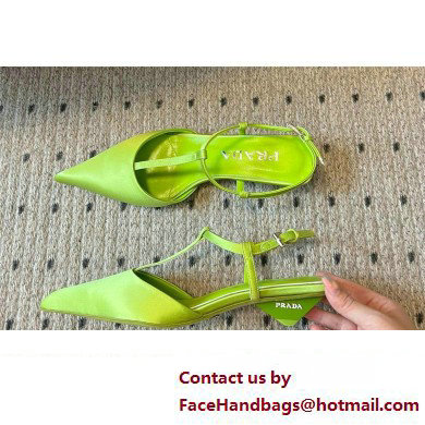 Prada Heel 3.5cm Satin slingback pumps GREEN Spring 2024