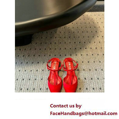 Prada Heel 3.5cm Satin slingback pumps RED Spring 2024