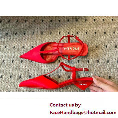 Prada Heel 3.5cm Satin slingback pumps RED Spring 2024