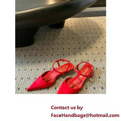 Prada Heel 3.5cm Satin slingback pumps RED Spring 2024