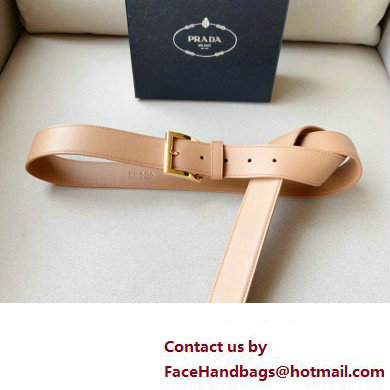 Prada Width 3.4cm Leather Reversible Belt Apricot/Gold 2024