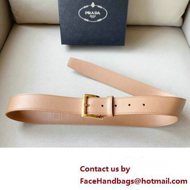 Prada Width 3.4cm Leather Reversible Belt Apricot/Gold 2024