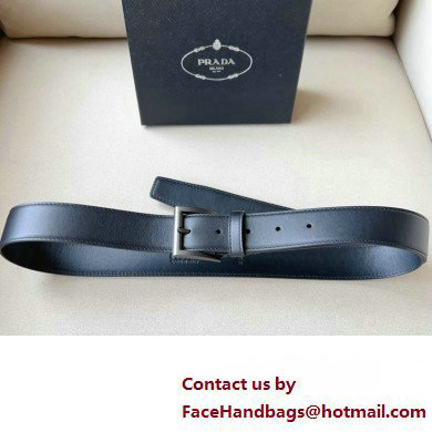 Prada Width 3.4cm Leather Reversible Belt Black 2024