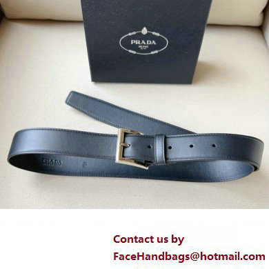 Prada Width 3.4cm Leather Reversible Belt Black/Silver 2024