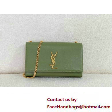 Saint Laurent Kate Medium Bag In grained leather army green with gold hardware 2024(original quality) - Click Image to Close