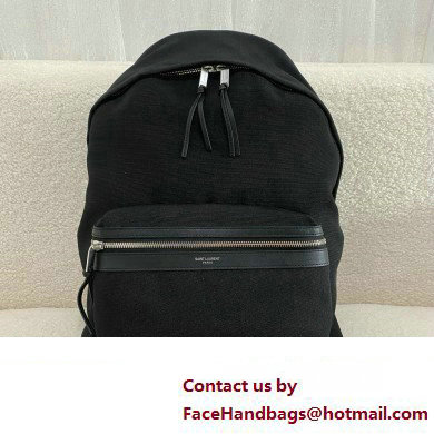 Saint Laurent city backpack Bag in canvas, nylon and leather 534967 Black