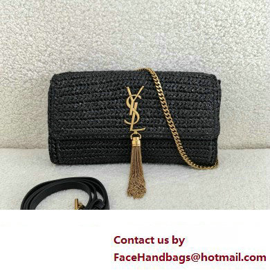 Saint Laurent kate 99 tassel BAG in raffia BLACK 2024(original quality) - Click Image to Close