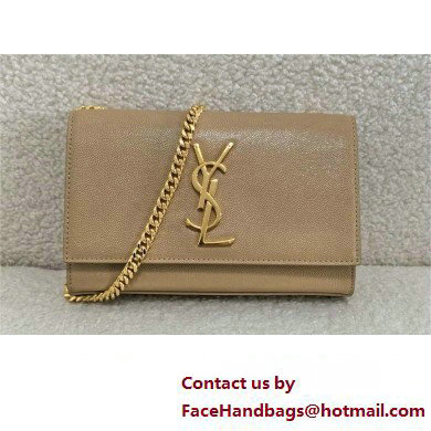 Saint Laurent kate small in grain de poudre embossed leather beige 2024(original quality)