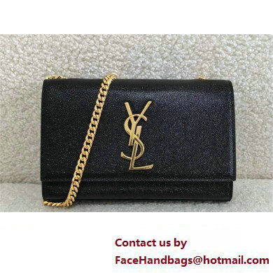 Saint Laurent kate small in grain de poudre embossed leather black/gold 2024(original quality)