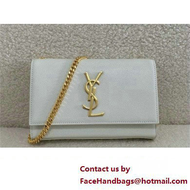 Saint Laurent kate small in grain de poudre embossed leather white 2024(original quality)