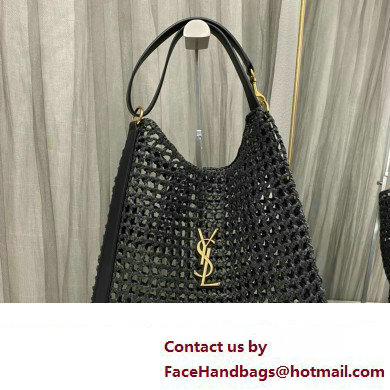 Saint Laurent oxalis bag in raffia macrame 781289 Black 2024(original quality)