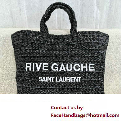 Saint Laurent rive gauche tote in raffia BLACK 2024(original quality) - Click Image to Close