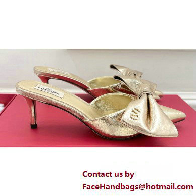 Valentino Heel 6cm Un Chateau Bow Mules Metallic Gold 2024