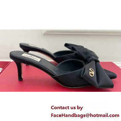 Valentino Heel 6cm Un Chateau Bow Mules Satin Black 2024