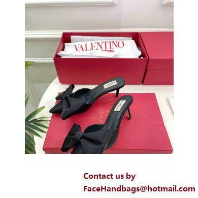 Valentino Heel 6cm Un Chateau Bow Mules Satin Black 2024