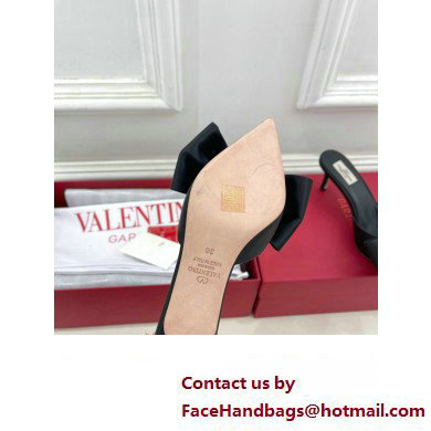 Valentino Heel 6cm Un Chateau Bow Mules Satin Black 2024