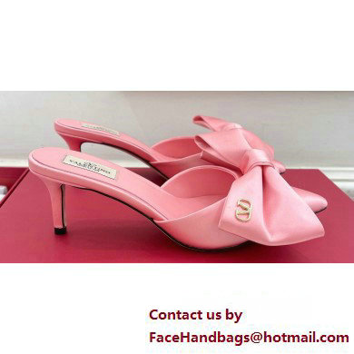 Valentino Heel 6cm Un Chateau Bow Mules Satin Pink 2024 - Click Image to Close