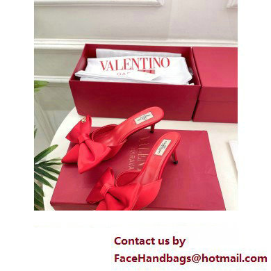 Valentino Heel 6cm Un Chateau Bow Mules Satin Red 2024