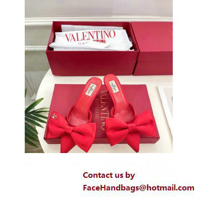 Valentino Heel 6cm Un Chateau Bow Mules Satin Red 2024