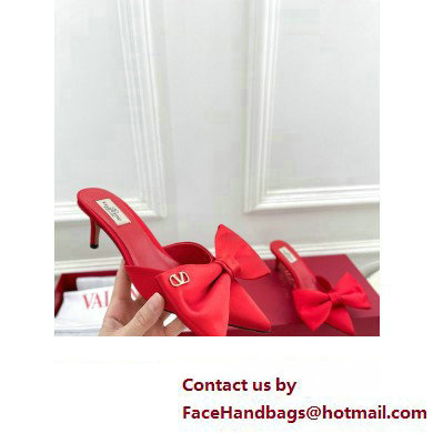 Valentino Heel 6cm Un Chateau Bow Mules Satin Red 2024