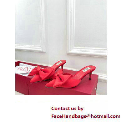 Valentino Heel 6cm Un Chateau Bow Mules Satin Red 2024